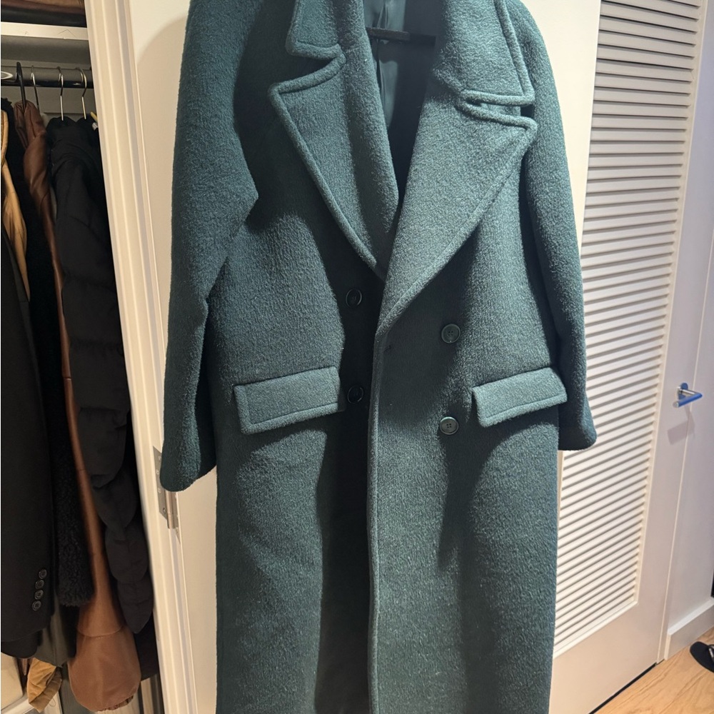 & Other Stories Green Pea Coat Wool Blend